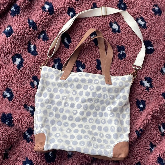 Merona Large Shoulder Bag - Cream with grey circles - Picture 1 of 6